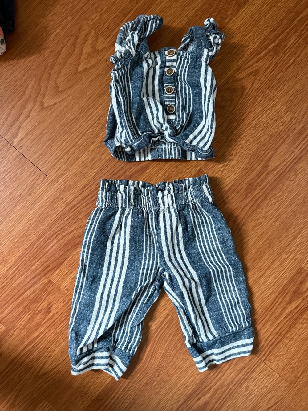 Jessica Simpson Blue and White Striped Kids Matching Shorts Set